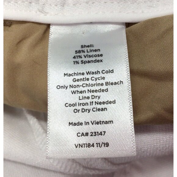 Talbots Pants Women’s 16 Petite White Linen Blend Wide Leg High Rise - Picture 6 of 8